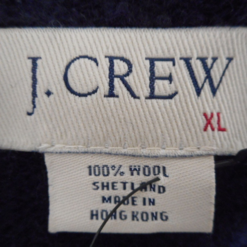 J. Crew Navy Blue/Beige 100% Wool Sweater Size XL - Picture 3 of 6